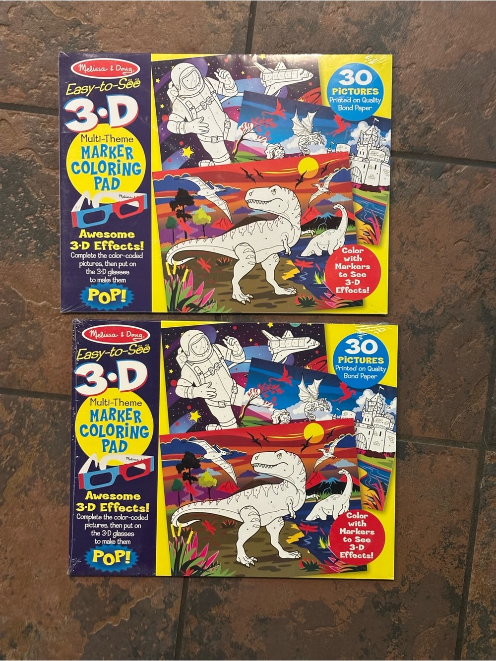 Melissa & Doug Multi-Theme Marker Coloring Pads - Yellow, Blue, Red
